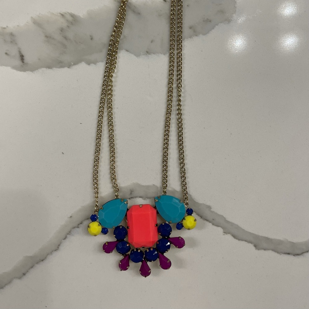 Jewel girly fashion neon statement necklace